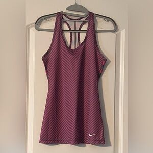 Nike Striped Pink and Gray Racerback Tank Top